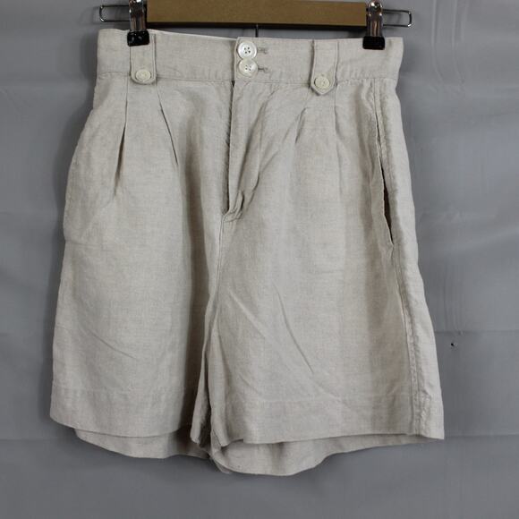 Alex Mill Shorts Womens 2 Pleated Linen Flax Summer Old Money Quiet Luxury Retro - Picture 4 of 13